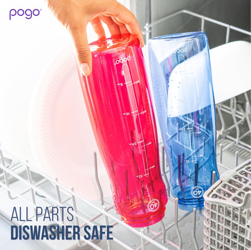 Pogo BPA-Free Tritan Plastic Water Bottle with Soft Straw Lid, 18 Oz, Blue - Image 4